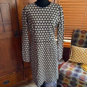 Boden Monochrome Floral Long Sleeve Dress